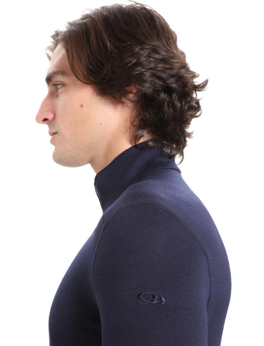 Men's Icebreaker Merino 260 Tech Long Sleeve Half Zip Thermal Top Base Layers Midnight Navy | CA 1562FDNM